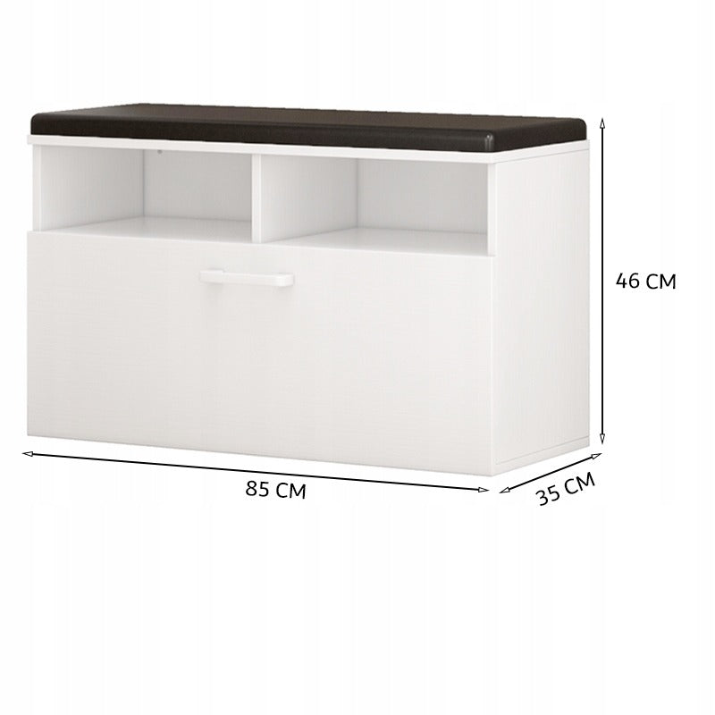 Weißer Schuhschrank mit Sitzbank und Stauraum
