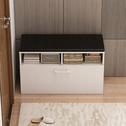 Weißer Schuhschrank mit Sitzbank und Stauraum