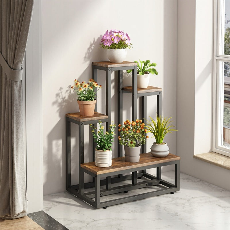 Rustikales Pflanzenregal – 67 cm hoch, im Loft-/Industrie-Stil