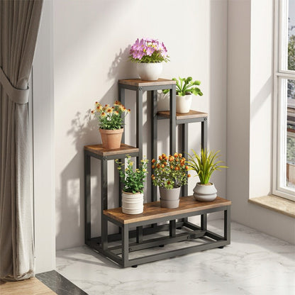 Rustikales Pflanzenregal – 67 cm hoch, im Loft-/Industrie-Stil