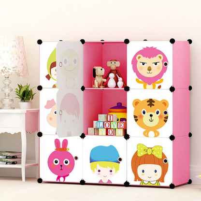Faltbarer modularer Kinderschrank 110x110 cm – bunter Schrank mit bedruckten Türen, ideal für das Kinderzimmer