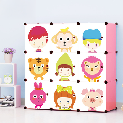 Faltbarer modularer Kinderschrank 110x110 cm – bunter Schrank mit bedruckten Türen, ideal für das Kinderzimmer