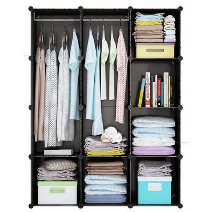 Faltbarer, modularer Schrank 165x110 cm – leichter Schrank mit stabilen Regalböden und Metallrahmen, ideal für kleine Räume