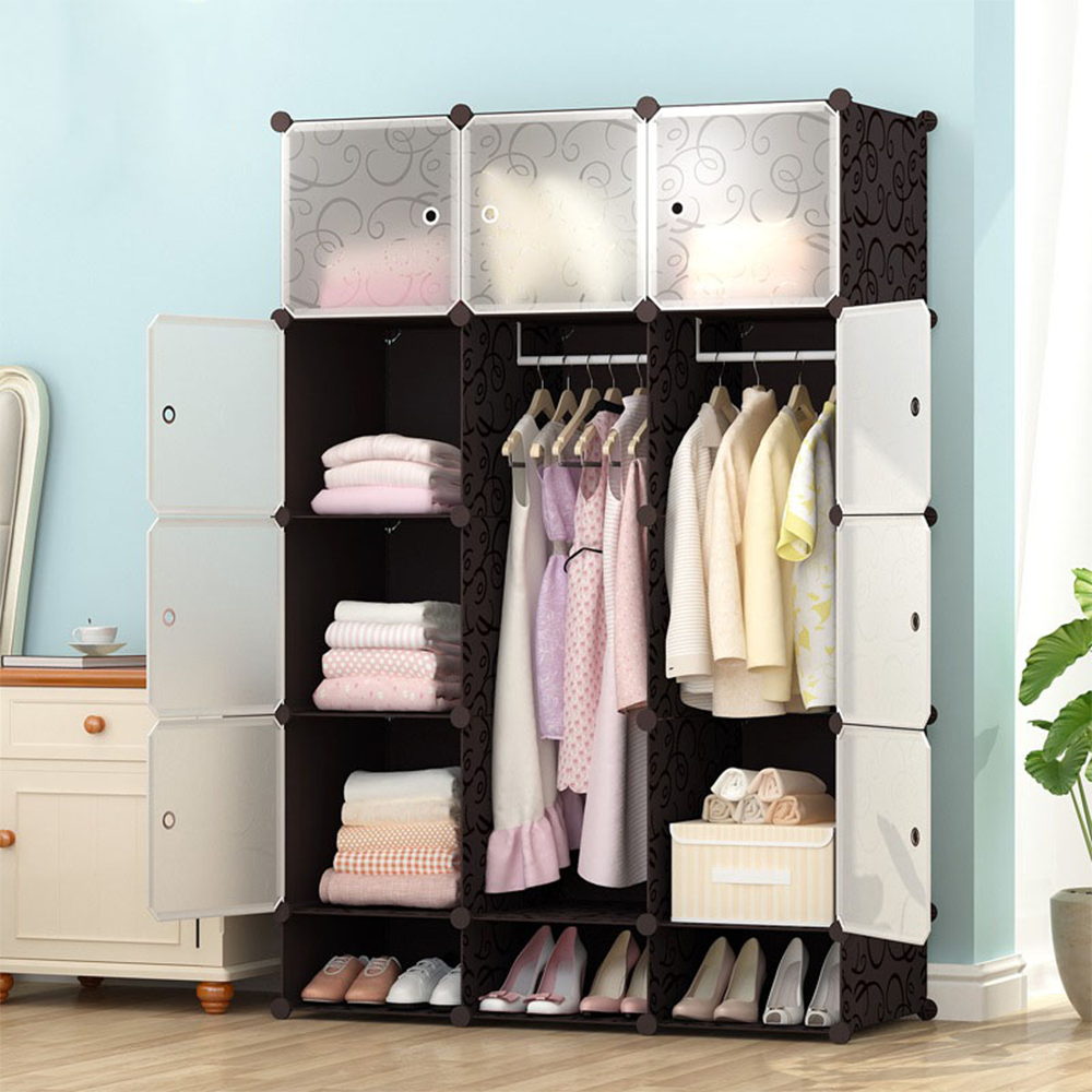 Faltbarer, modularer Schrank 165x110 cm – leichter Schrank mit stabilen Regalböden und Metallrahmen, ideal für kleine Räume