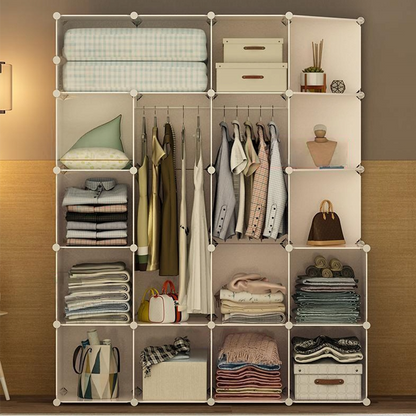 Faltbarer modularer Kleiderschrank 183x147x47 cm mit Metallrahmen – praktische Aufbewahrungslösung für kleine Räume