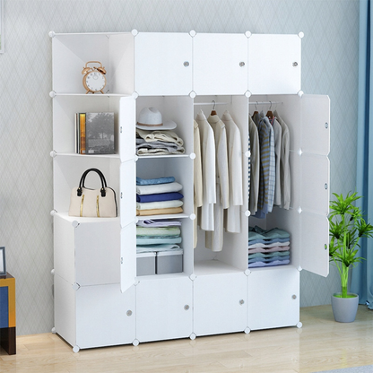 Faltbarer modularer Kleiderschrank 183x147x47 cm mit Metallrahmen – praktische Aufbewahrungslösung für kleine Räume