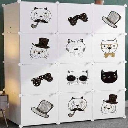 Faltbarer, modularer Schrank mit wasserfesten Regalböden – 147 × 111 × 37 cm, leichte und praktische Möbellösung.