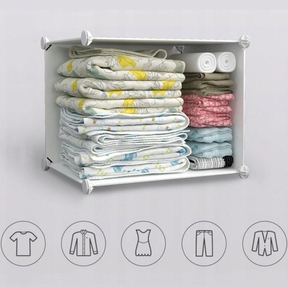 Faltbarer, modularer Schrank mit wasserfesten Regalböden – 147 × 111 × 37 cm, leichte und praktische Möbellösung.