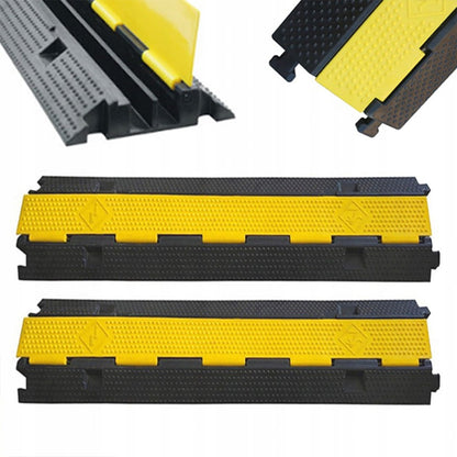 3er-Set Kabelbrücken à 1 m – 2-kanalig – 7 Tonnen Tragkraft – Kabelschutz – schwarz-gelb