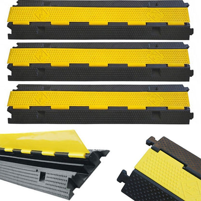 3er-Set Kabelbrücken à 1 m – 2-kanalig – 7 Tonnen Tragkraft – Kabelschutz – schwarz-gelb