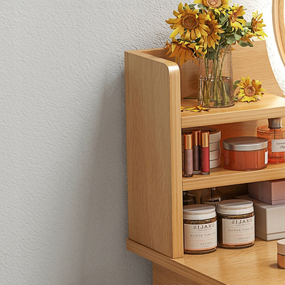 Schminktisch mit rundem Spiegel, 80x40x120 cm – klassischer Stil und moderne Funktionalität