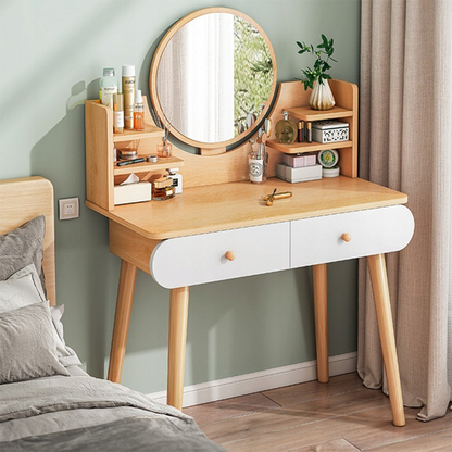 Schminktisch mit rundem Spiegel, 80x40x120 cm – klassischer Stil und moderne Funktionalität