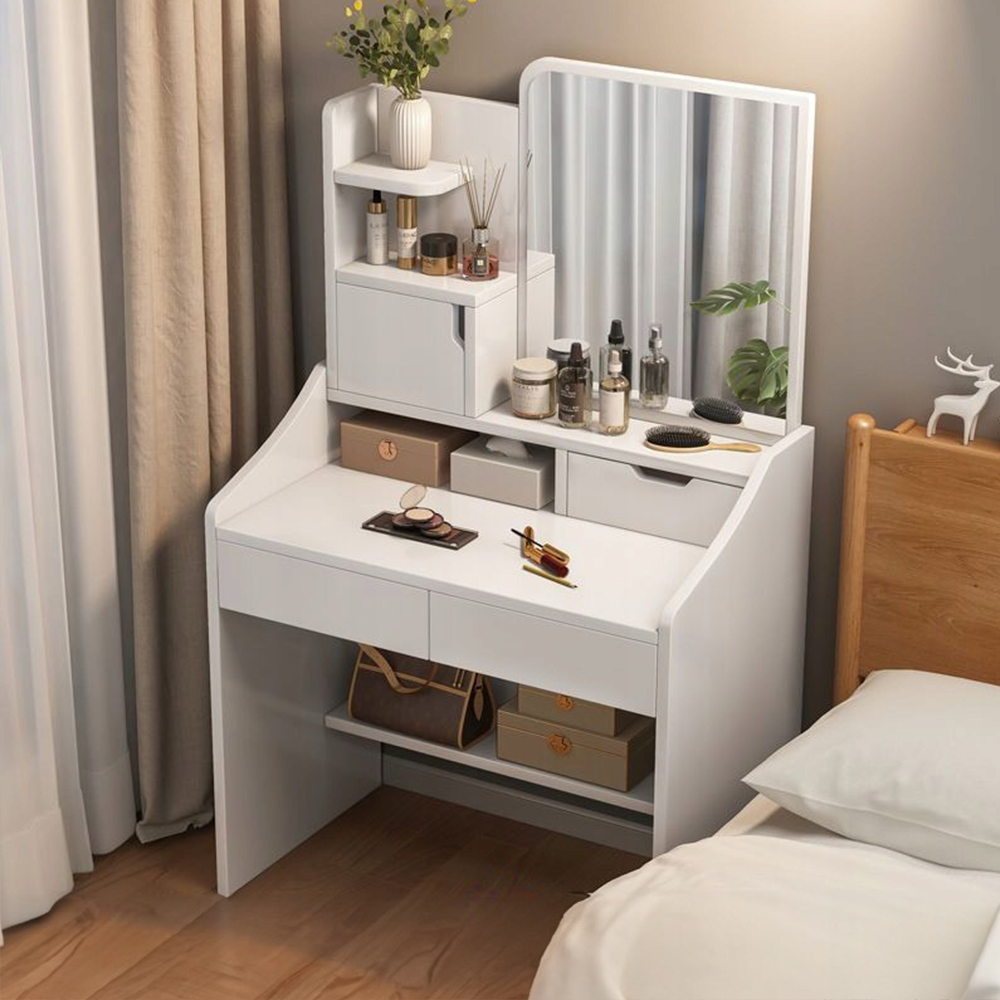 Weißer Schminktisch mit Spiegel, 70x40x130 cm – Elegante und praktische Lösung für Schlafzimmer oder Badezimmer