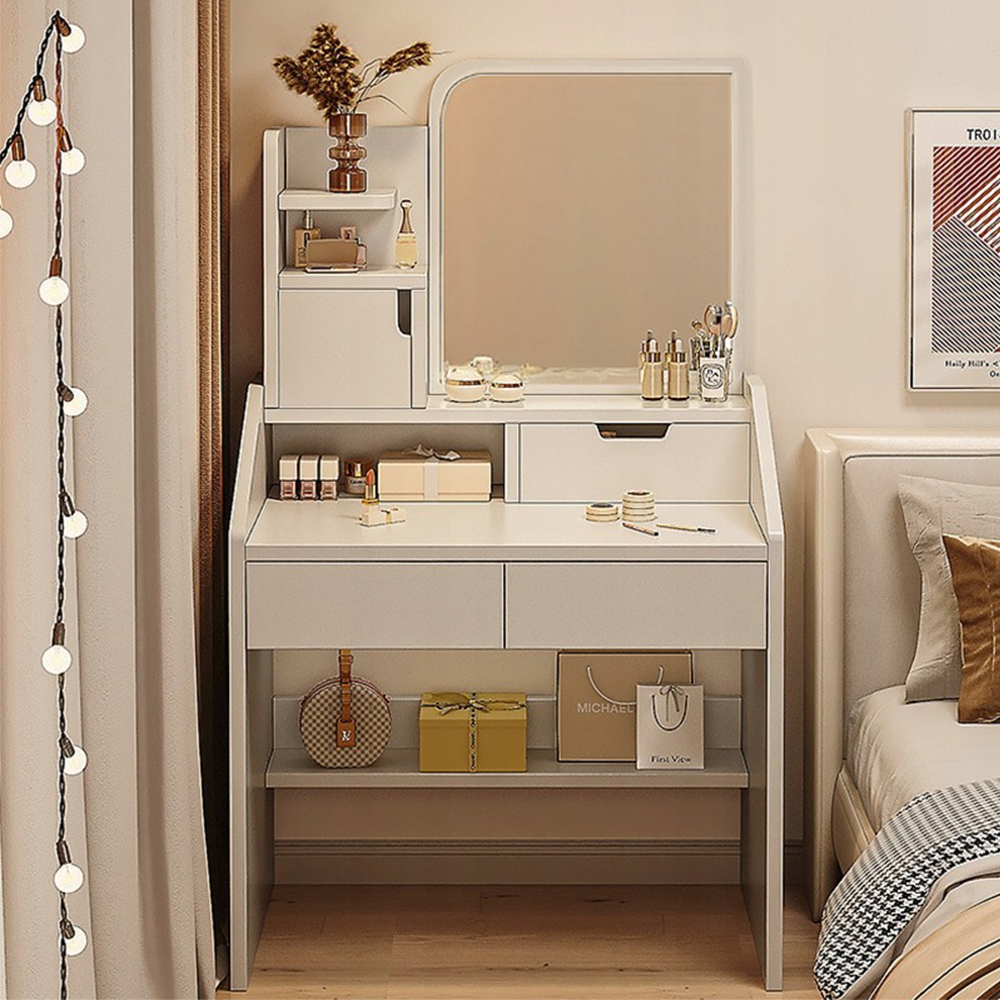 Weißer Schminktisch mit Spiegel, 70x40x130 cm – Elegante und praktische Lösung für Schlafzimmer oder Badezimmer