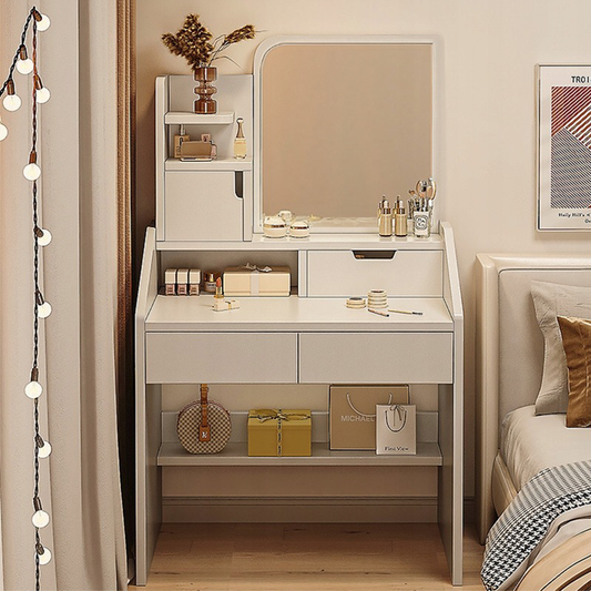 Weißer Schminktisch mit Spiegel, 70x40x130 cm – Elegante und praktische Lösung für Schlafzimmer oder Badezimmer