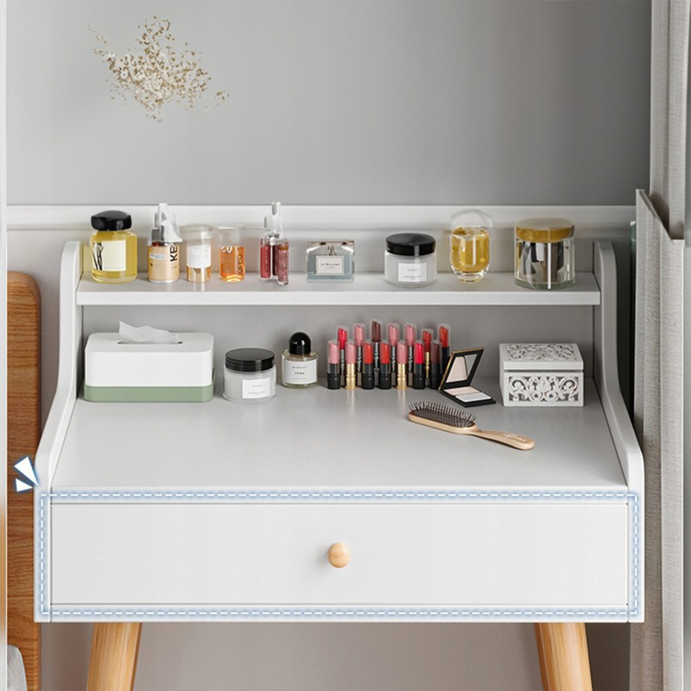 Weiße Schminktisch mit Spiegel – Skandinavischer Stil, 70×40×85 cm