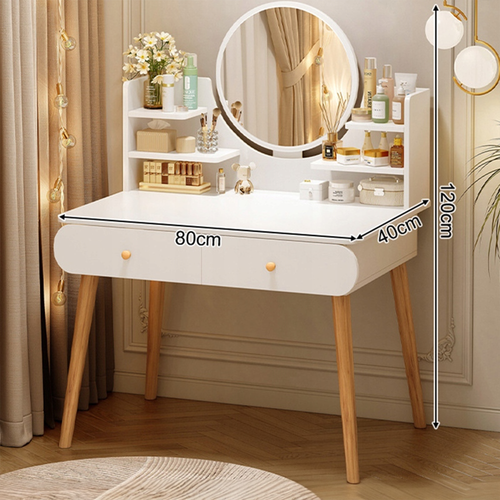 Weißer Schminktisch mit Spiegel, 80x40x120 cm – modernes Möbelstück für Schlafzimmer oder Badezimmer