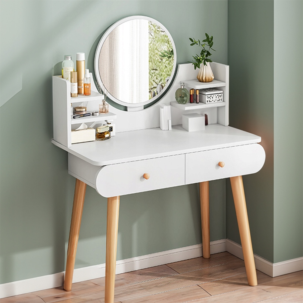 Weißer Schminktisch mit Spiegel, 80x40x120 cm – modernes Möbelstück für Schlafzimmer oder Badezimmer