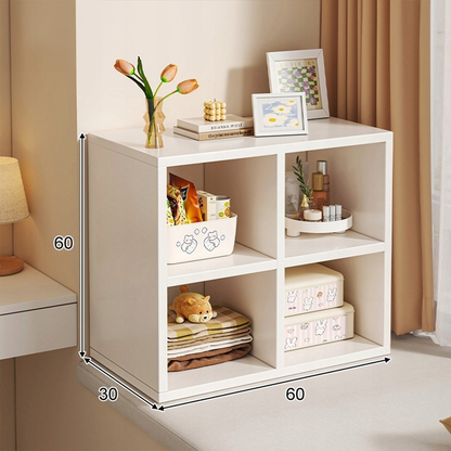 Weißes Bücherregal mit 4 quadratischen Fächern – 60x60x30 cm, minimalistisches Design