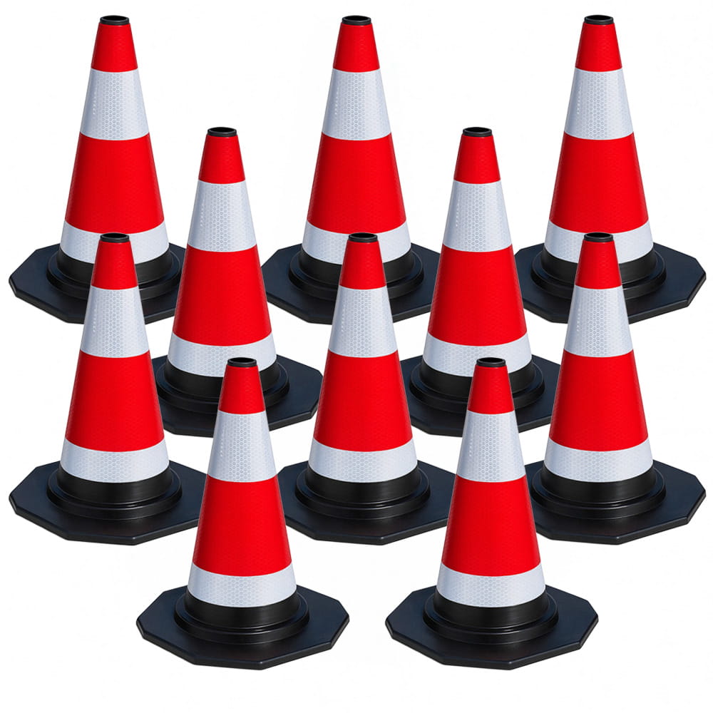 10 Stück flexible, reflektierende Leitkegel – 40 cm – Sicheres Abgrenzen von Bereichen im Verkehr und auf Baustellen