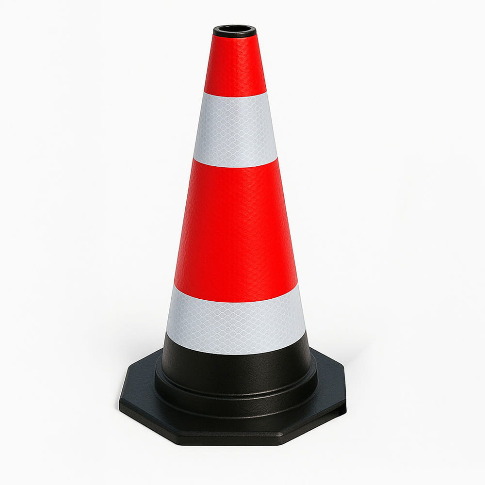 Verkehrsleitkegel 60 cm – Flexibel, mit reflektierenden Streifen – Für sichere Verkehrslenkung auf Baustellen und im öffentlichen Raum