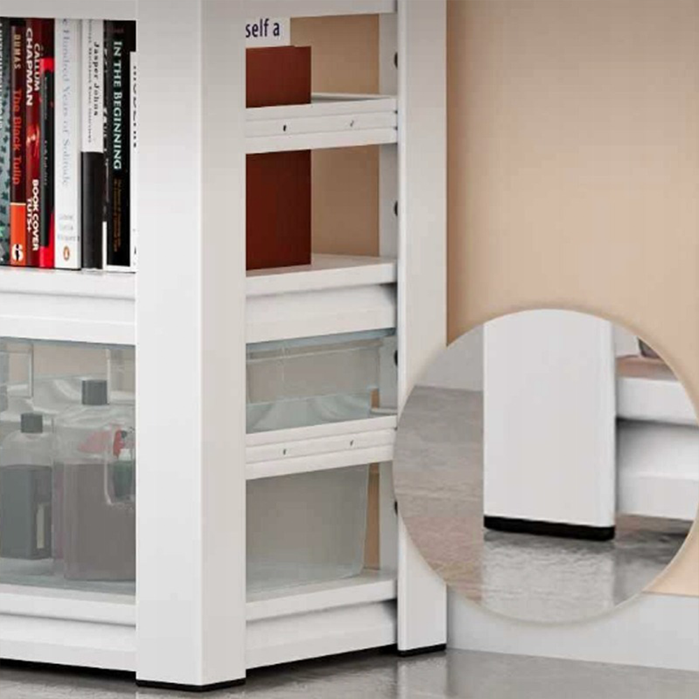 Moderner weißer Bücherregal aus Metall und MDF – 174×80×30 cm, mit 6 Regalböden