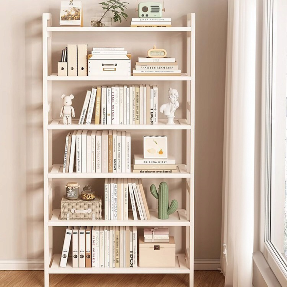 Moderner weißer Bücherregal aus Metall und MDF – 174×80×30 cm, mit 6 Regalböden