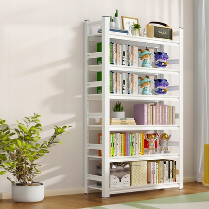 Moderner weißer Bücherregal aus Metall und MDF – 174×80×30 cm, mit 6 Regalböden