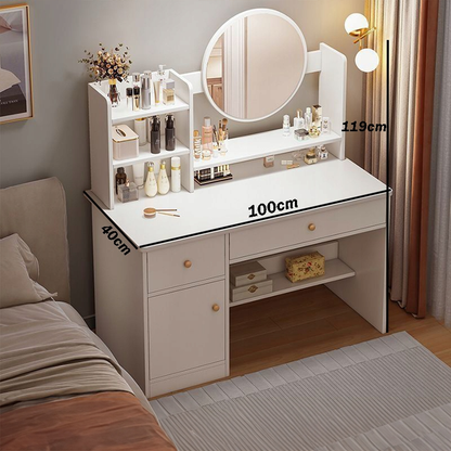 Weißer Schminktisch mit Spiegel, 100x50x119 cm – modern, geräumig, leicht zu montieren