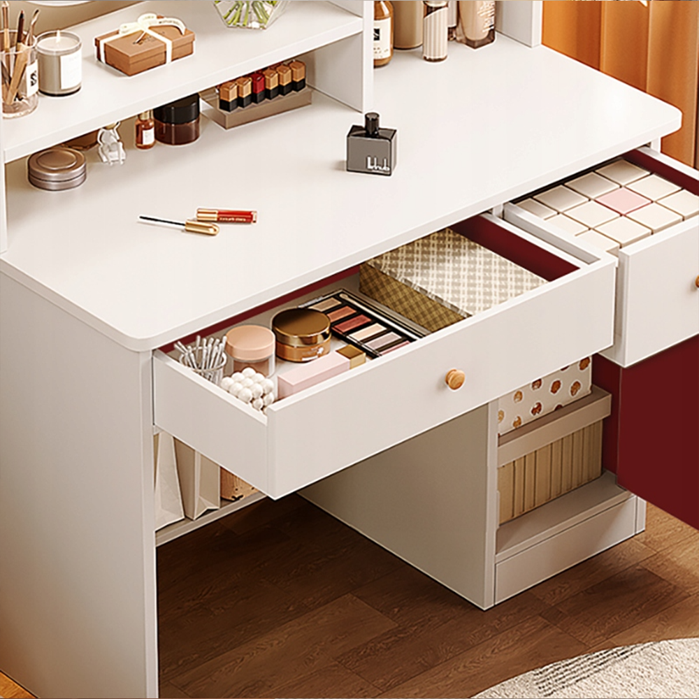 Weißer Schminktisch mit Spiegel, 100x50x119 cm – modern, geräumig, leicht zu montieren