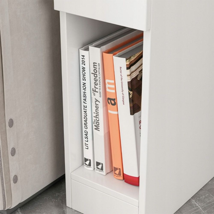 Weißer Nachttisch mit Schublade und Ablage – 60x20x33 cm, Loft-Stil, Hell-Eiche