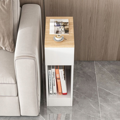 Weißer Nachttisch mit Schublade und Ablage – 60x20x33 cm, Loft-Stil, Hell-Eiche