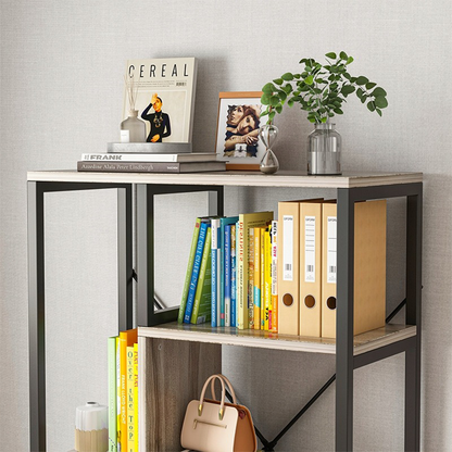 Bücherregal im Industrial-Stil mit 8 Ablagen – 132x74x35 cm | Schwarz & Braun | Modernes Loft-Design