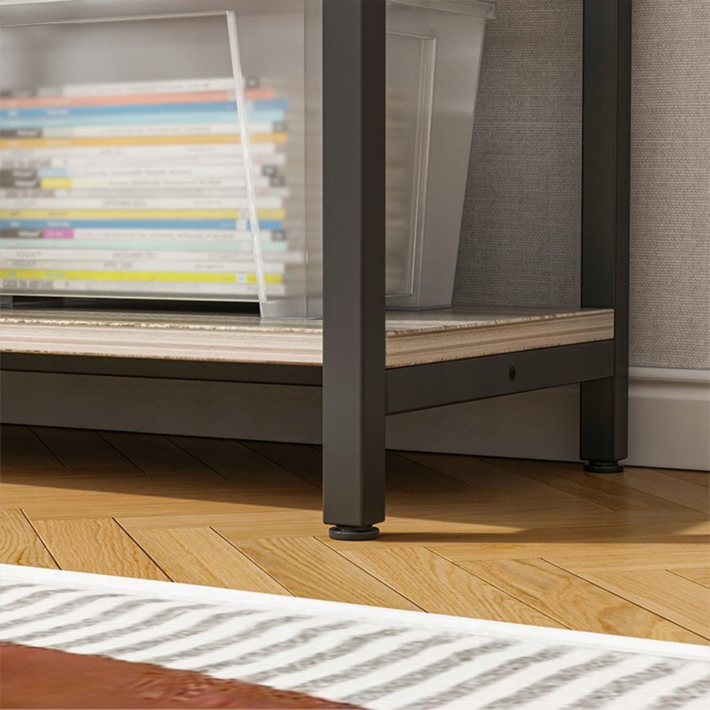 Bücherregal im Industrial-Stil mit 8 Ablagen – 132x74x35 cm | Schwarz & Braun | Modernes Loft-Design