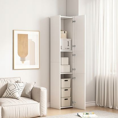 Vertikaler weißer Schrank mit 3 Fächern – 170x30x30 cm, modernes und funktionales Design