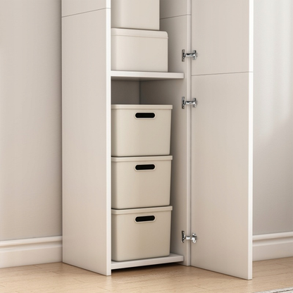 Vertikaler weißer Schrank mit 3 Fächern – 170x30x30 cm, modernes und funktionales Design