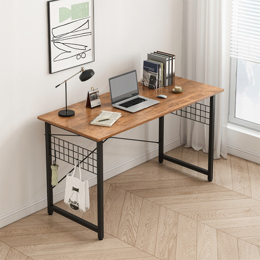 Schreibtisch im Loft-Stil, rustikales Braun – 100x50x70 cm, mit Metallgestell