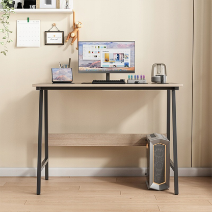 Schreibtisch in Eichenoptik hell 100x50 cm mit Metallgestell – industrieller Stil, kompaktes Design, ideal für Büro oder Jugendzimmer