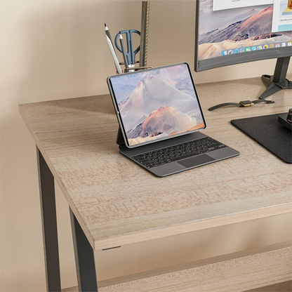 Schreibtisch in Eichenoptik hell 100x50 cm mit Metallgestell – industrieller Stil, kompaktes Design, ideal für Büro oder Jugendzimmer