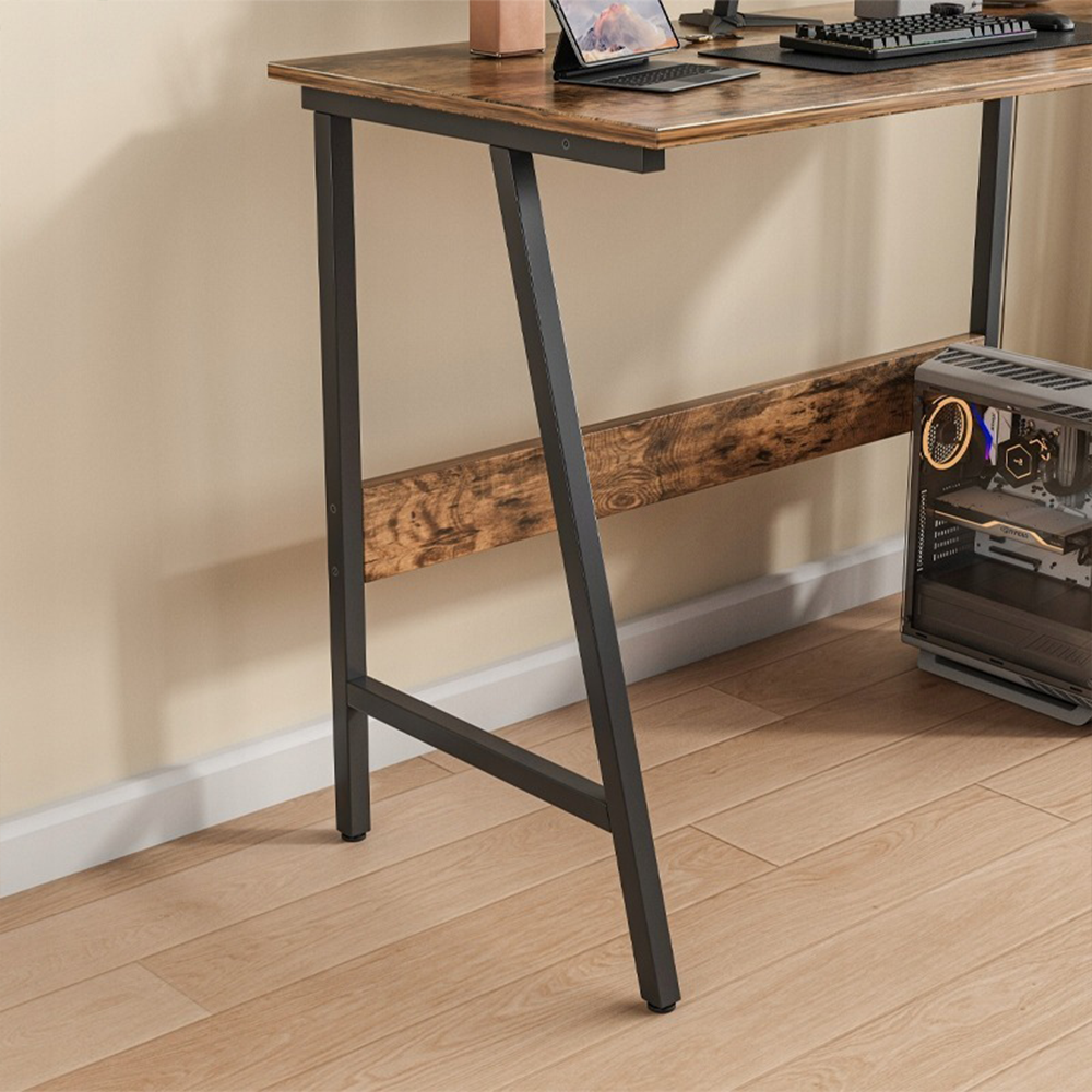 Industrieller Schreibtisch im Loft-Stil 100x50 cm – rustikale Tischplatte, schwarzes Metallgestell