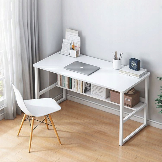 Moderner weißer Computertisch im Loft-Stil mit 100 cm Regal