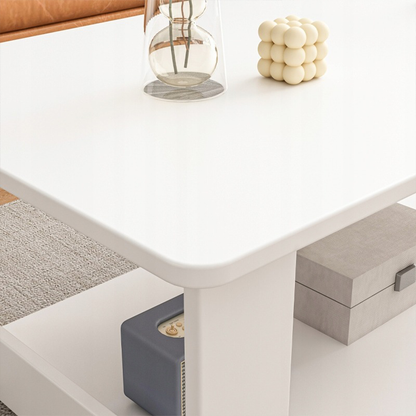 Weißer Couchtisch 100x50x42 cm – mit praktischem Ablagefach, modernes Design