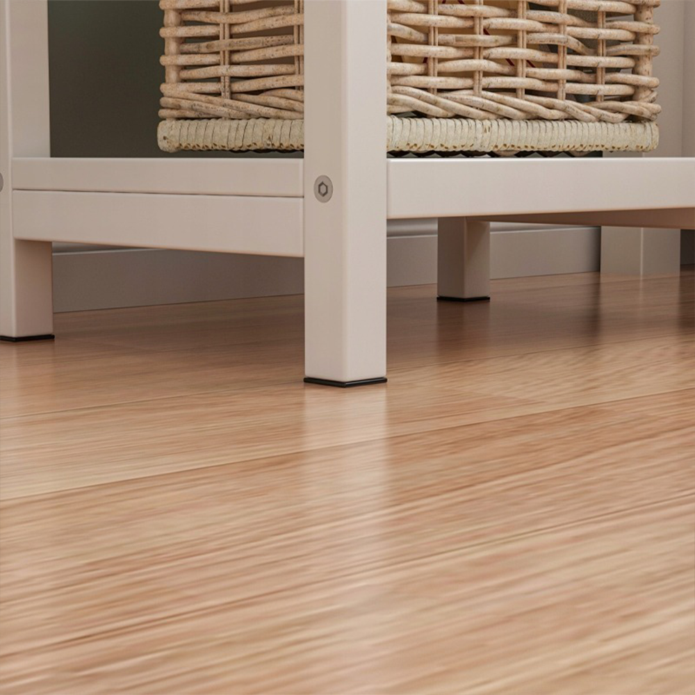 Weißer Nachttisch mit Schublade und 2 Ablagen – Loft-Stil, MDF, 45x68x30 cm