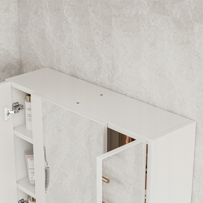 Wandhängender Badezimmerschrank mit dreifachem Spiegel, 60 cm – modern und praktisch, weiß.