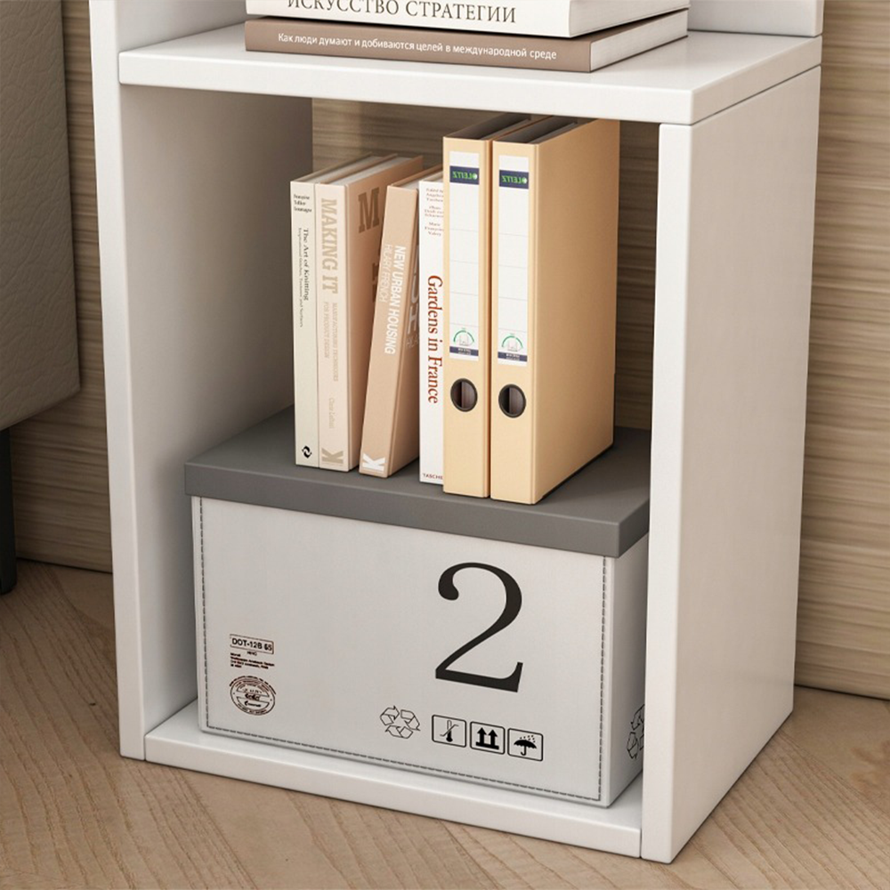 Moderner weißer Nachttisch – 30x20x50 cm, mit Schublade und offenem Regal, rechts/links montierbar