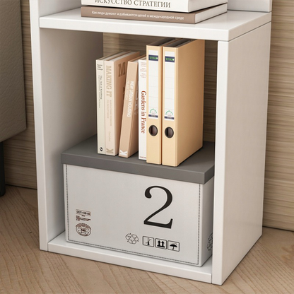 Moderner weißer Nachttisch – 30x20x50 cm, mit Schublade und offenem Regal, rechts/links montierbar