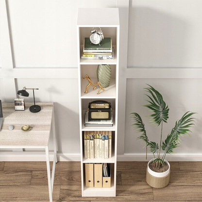 Weißes hohes Bücherregal – 182×25×30 cm – Standregal für Wohnzimmer oder Büro