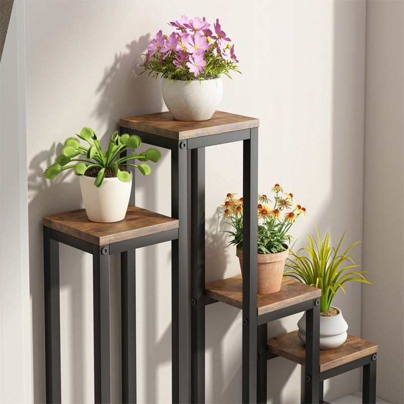 4-stöckiges Pflanzenregal – Rustikales Blumen- und Blumentopfregal