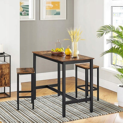 Bartisch-Set im Industrie-Stil mit 2 Hockern – 100x40x90 cm