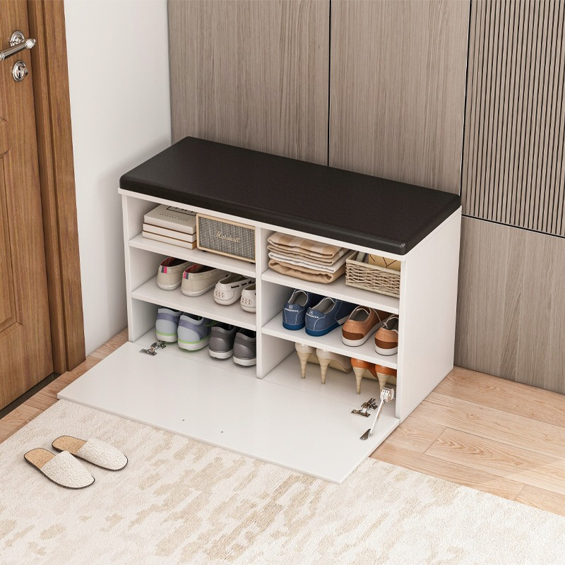 Weißer Schuhschrank mit Sitzbank und Stauraum